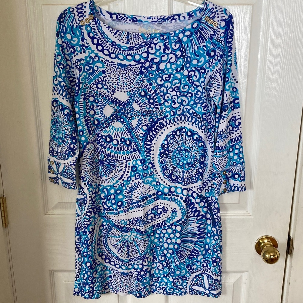 Lilly Pulitzer Blue and White Floral Dress - Picture 1 of 7